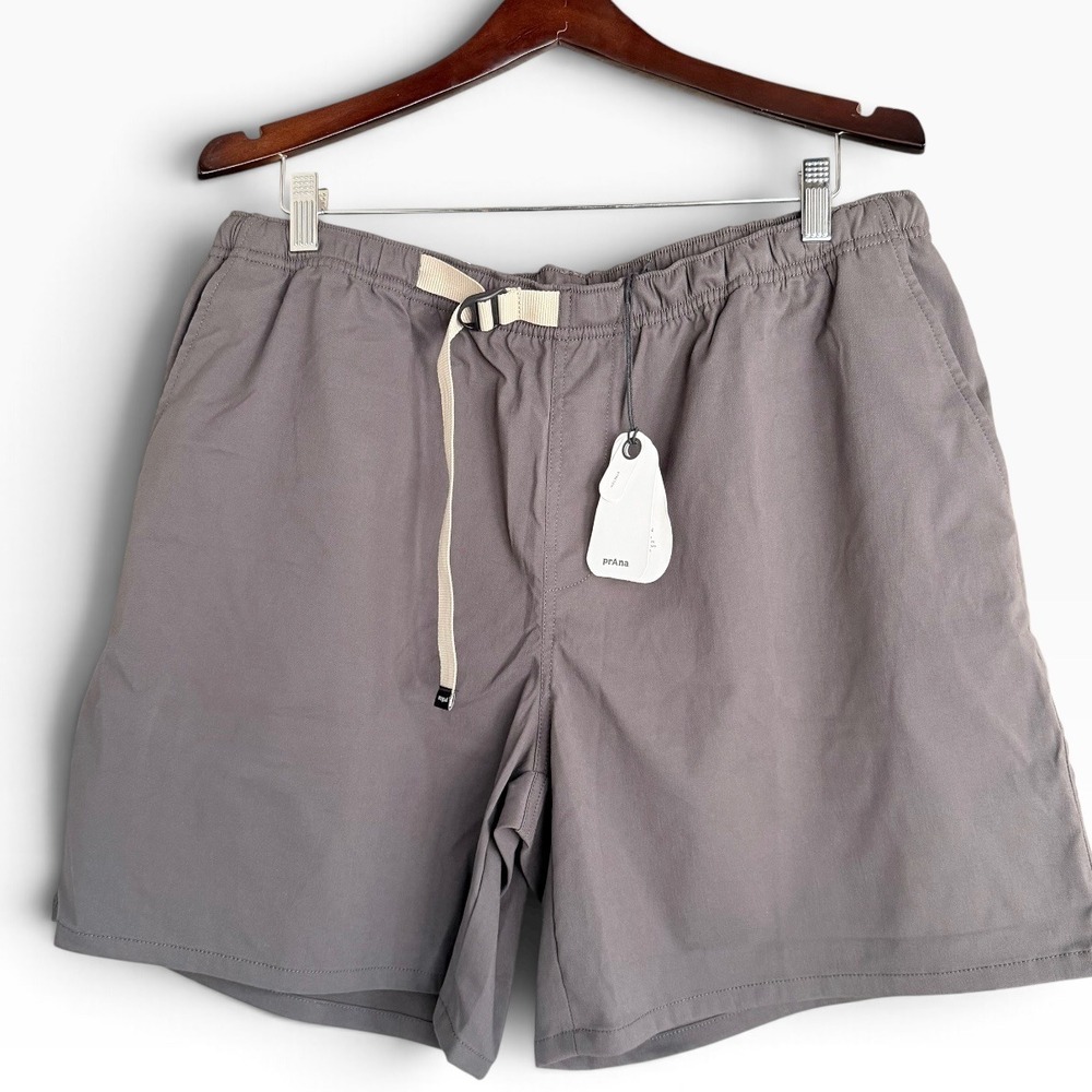 prAna Men's XL Stretch Zion Pull-On Shorts 7" Inseam Grey Hiking Gorpcore NWT